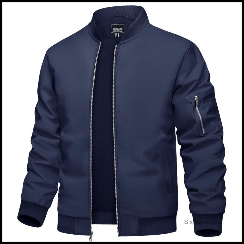 Lightweight Bomber Jacket Windbreaker Casual Sporty Zip Up Coat with Pockets